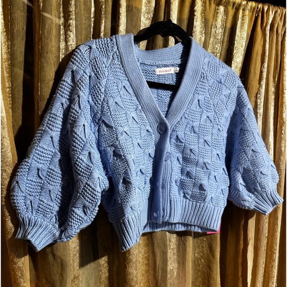 TEXTURE CARDIGAN BLUE - Picture 2 of 6